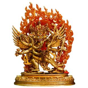 欧斯特普巴金刚铜像摆件7寸 錾刻尼泊尔鎏金工艺品雕像客厅铜器