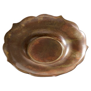 归鸿纯铜中式复古莲花黄铜杯垫托防滑隔热垫茶托小号杯托茶道配件