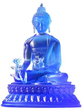 古法琉璃彩绘鎏金如来密宗药师佛