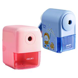 得力手摇卷笔刀小学生转笔刀专用削笔刀自动进铅儿童铅笔削笔器幼儿园女孩卡通手动钻笔刀彩铅旋绞刨笔机文具