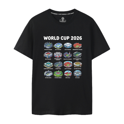 2026世界杯美加墨球场足球球迷德国法阿根廷队英格兰巴西短袖T恤