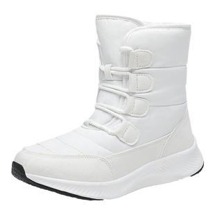 户外中筒雪地靴双星女鞋冬保暖加绒加厚防水防滑东北大码滑雪棉鞋