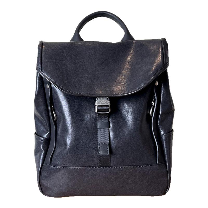 高级感植鞣皮双肩包真皮男士小号电脑背包头层牛皮男包通勤书包潮