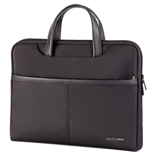 得力公文包帆布文件包男士商务简约定制公文包A4文件袋多层手提拉链办公包商务资料袋大容量会议收纳袋文件夹