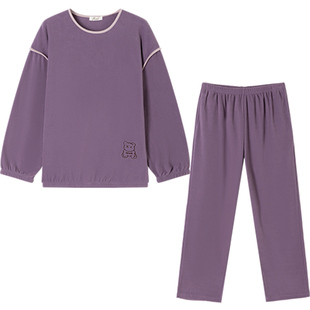 顶呱呱官方旗舰店摇粒绒睡衣女士长袖长裤抓绒家居服纯色秋冬新品