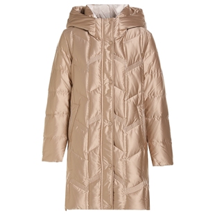 JESSIE量感90鹅绒连帽羽绒服女中长款三防保暖外套2025年冬季新款