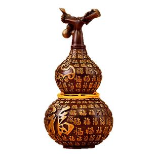 玄灵阁中式百福福禄黄铜摆件浮雕龙头葫芦客厅入户大门吉祥铜摆件