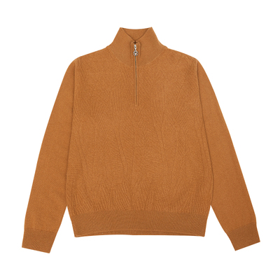 鹿王100%山羊绒衫半高领拉链