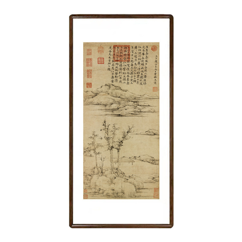 新中式倪瓒容膝斋图山水挂画