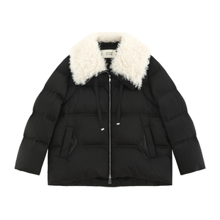 【拜耳】高端原生微卷羊毛+匈牙利95鹅绒毛领造型派克羽绒服-1108