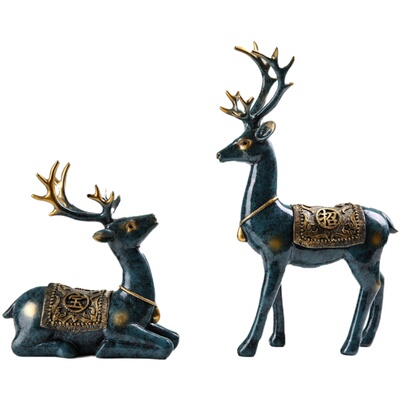 创意欧式招财梅花鹿酒柜装饰摆件