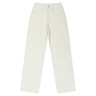 【为面料买单】原胚色棉籽壳白未染高腰直筒牛仔裤长裤女