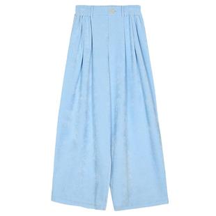 谜底卫裤阔腿裤女2025春新品时尚休闲风宽松丝绒感长裤251MK0053