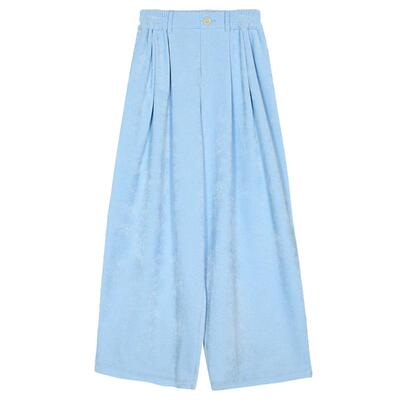 谜底卫裤阔腿裤女2025春新品时尚休闲风宽松丝绒感长裤251MK0053