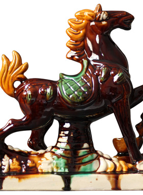 唐三彩马陶瓷客厅新中式