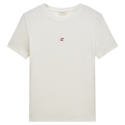 OCHIRLY欧时力 字母刺绣短袖t恤女2026夏季新款修身透气休闲上衣