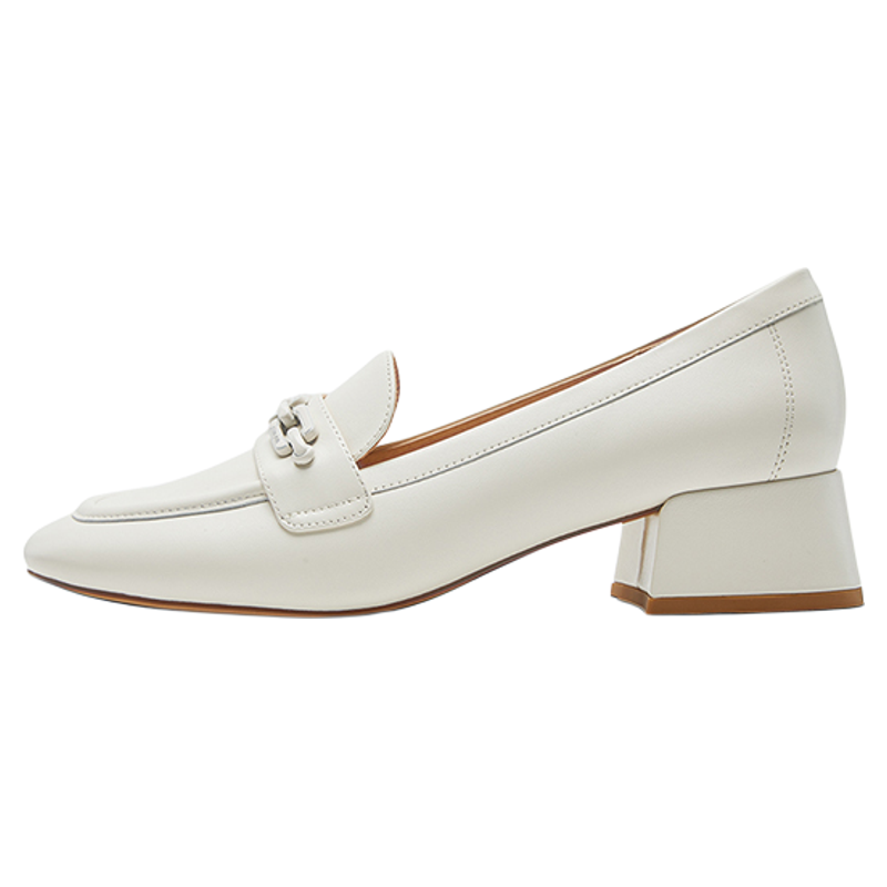 Nine West/玖熙中跟乐福鞋春季清仓气质优雅链条方头一脚蹬单鞋女