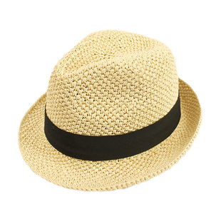 休闲手工软礼帽春夏季男女度假爵士帽海边出游沙滩帽可折叠草帽子