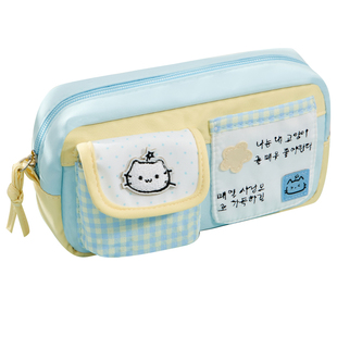格纹拼接小猫笔袋高颜值ins风女生2025新款文具盒大容量学生小众铅笔盒多巴胺撞色可爱小清新多功能文具袋