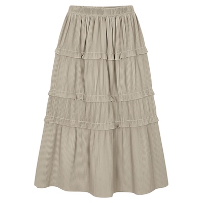 MOUSSY 夏季新品海岸假日木耳边蛋糕裙半身裙女028ISA31-2171