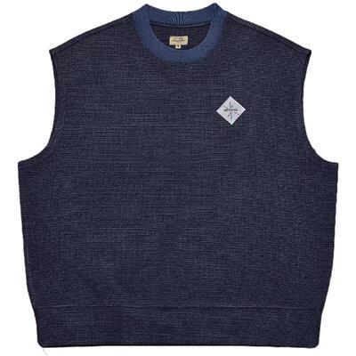 CITYDIVE Indigo Washed 巴恩风穿搭 全棉珍珠编织复古套头背心