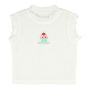 大耳象女童花边卡通T恤夏款儿童休闲修身弹力无袖上衣