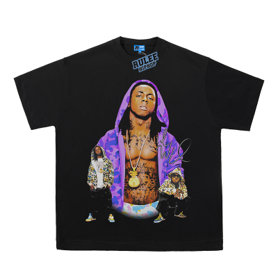 Lil Wayne 李尔 韦恩 嘻哈 vintage 人像饶舌T恤说唱tee复古短袖