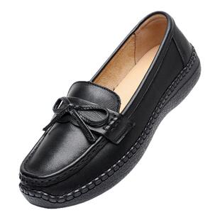 红蜻蜓妈妈鞋中老年舒适不累脚新款女单鞋真头层牛皮软底防滑鞋子