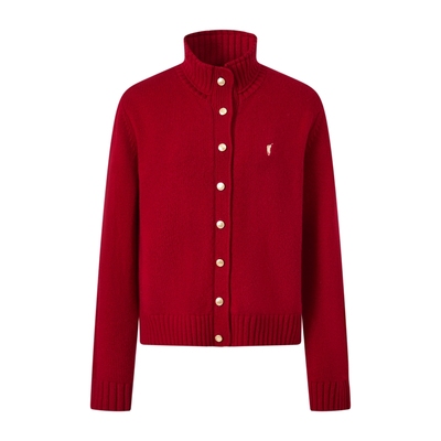 【100%绵羊毛】POLOWALK女式羊毛衫2025冬季新品红色圣诞羊毛开衫