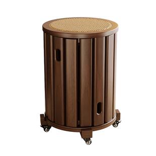 中古风实木凳子可叠放藤编叠叠凳餐桌组合凳备用凳家用圆凳堆叠凳