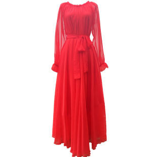 雪纺超长款大摆连衣裙大码气质仙女裙长裙夏裙子女超仙沙滩度假裙