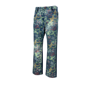 时着 星星提花超酷街头直筒牛仔裤新款双拼男士星光丹宁休闲长裤