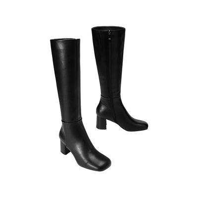 孟子义同款Toomanyshoes靴子气场全开高跟长靴高筒骑士靴女显瘦