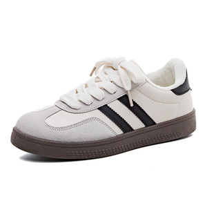 人本德训鞋女款2025秋冬季新款百搭小白鞋运动休闲板鞋女加绒棉鞋