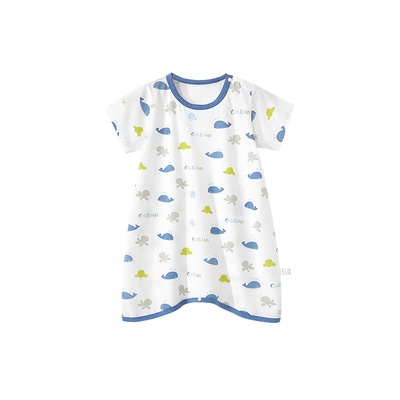 宝宝睡袍夏季薄款儿童短袖睡衣