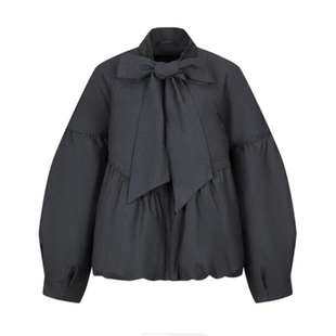 90白鸭绒VM NY NB UR2025冬甜美蝴蝶结系带宽松灰色羽绒服外套女