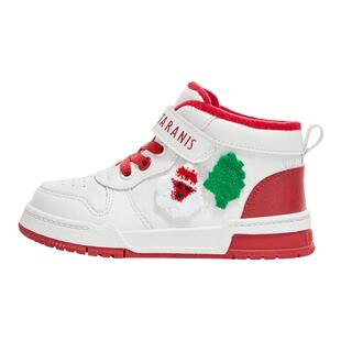 泰兰尼斯童鞋新款板鞋女童加绒保暖圣诞系列儿童休闲鞋秋冬运动鞋