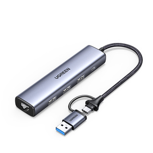 绿联拓展坞Type-C接口转换器电脑USB扩展器分线器HUB集线器千兆有线网卡拓展网口宽带USB插头多口笔记本平板