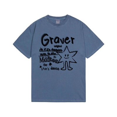 GRAVER [UNISEX] PIGMENT 舞蹈半高领T恤_蓝影 M韩国官网直邮进口