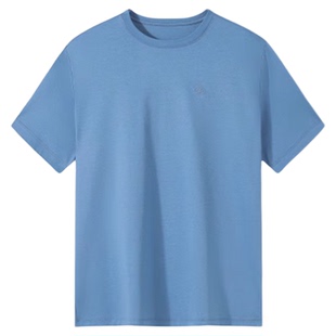 拓路者高支纱丝光短袖T恤男夏季圆领纯棉匹马棉绣花冰丝体恤衫