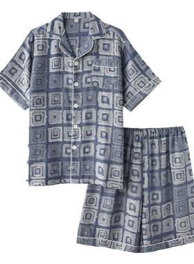 男纯棉纱布提花高级感短袖家居服