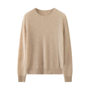 棉花糖般软糯 桑蚕丝+山羊绒衫女圆领慵懒宽松套头针织打底衫毛衣