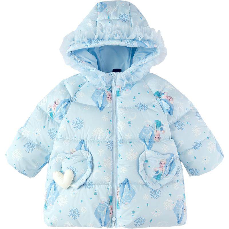 【迪士尼IPbalaOne】巴拉巴拉女童羽绒服艾莎公主2025新冬装连帽