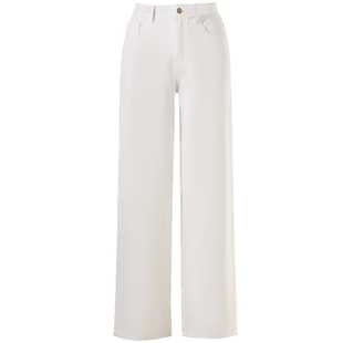 【秀场同款】LANCY/朗姿2025夏新款气质直筒廓形牛仔裤阔腿裤女