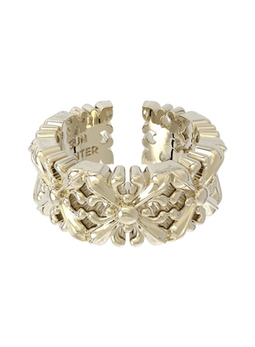 鸢尾花满圈戒指女开口复古轻奢