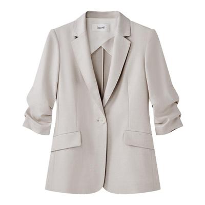 LAUREL轻浅灰七分袖西装