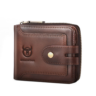 真皮男士多功能短款拉链钱包高级感复古驾驶证名片夹多夹层实用潮