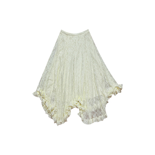 不规则蕾丝重工长裙白色半身裙大码女秋季流行风格梨型伯克利裙子