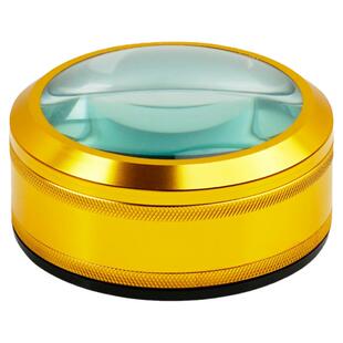 金色镇纸放大镜台式大镜面金属老人阅读用鉴定字画邮票钱币