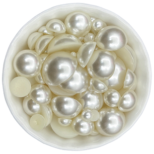 半面仿珍珠美甲平底半圆珠子手机壳DIY材料配件鞋子服装辅料散珠